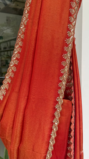 Rust orange tissue silk