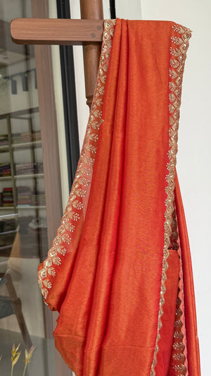 Rust orange tissue silk