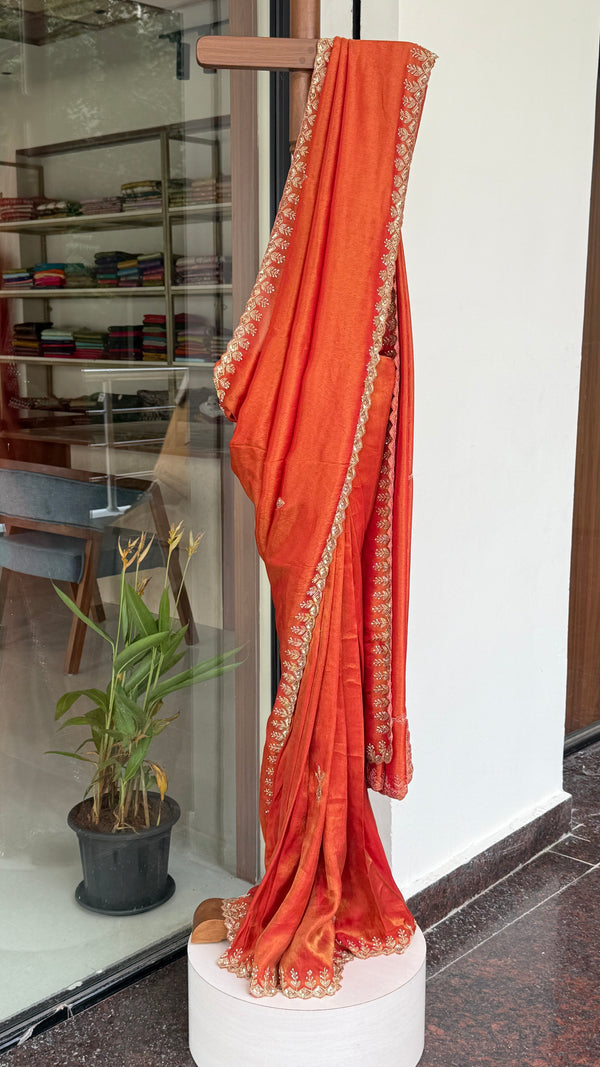 Rust orange tissue silk