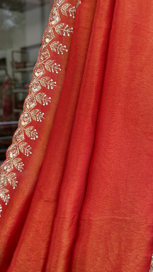 Rust orange tissue silk