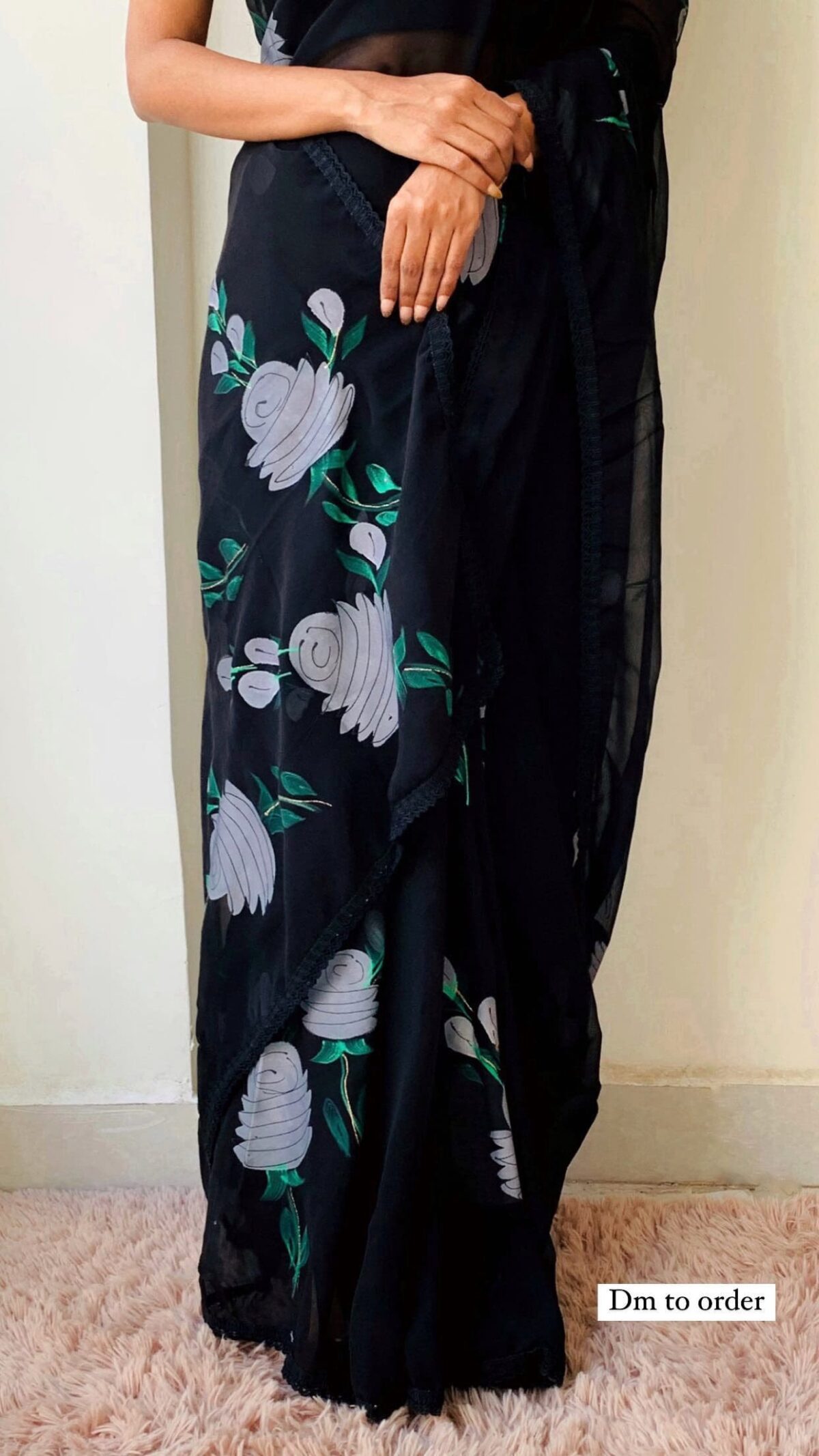 Black painting saree - Image 2