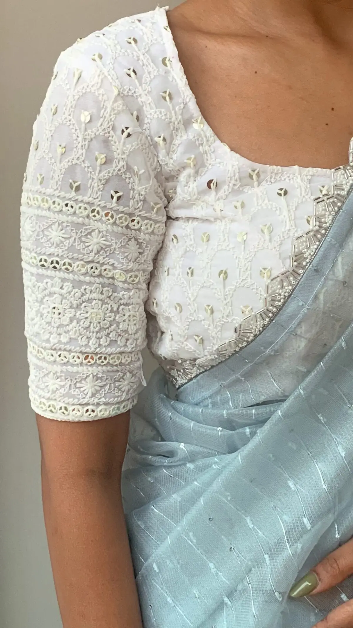 Soft chikankari organza - Image 4