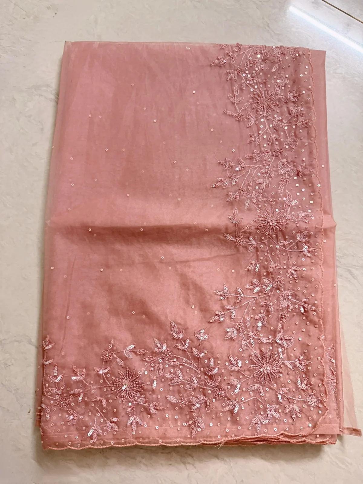 Peach Organza Saree - Image 5