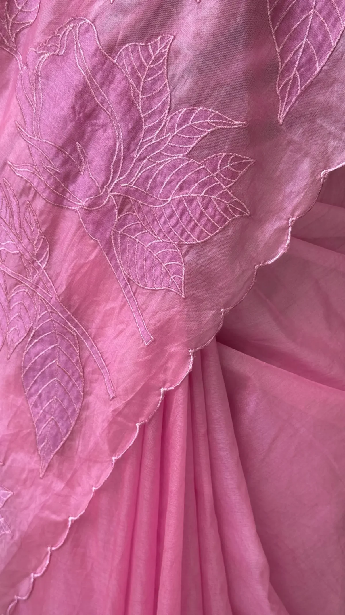 organza aplic work saree - Image 9