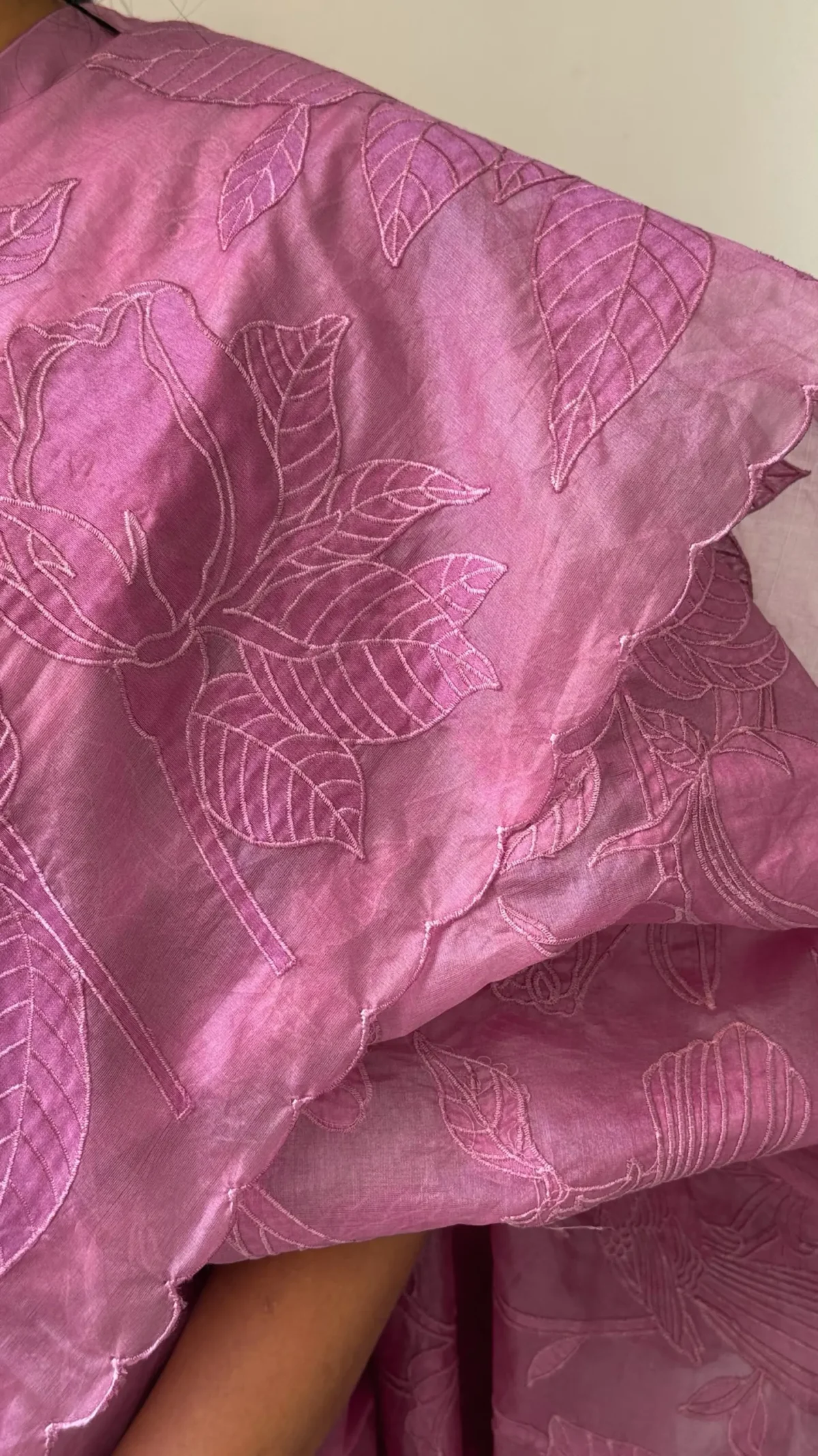 organza aplic work saree - Image 10