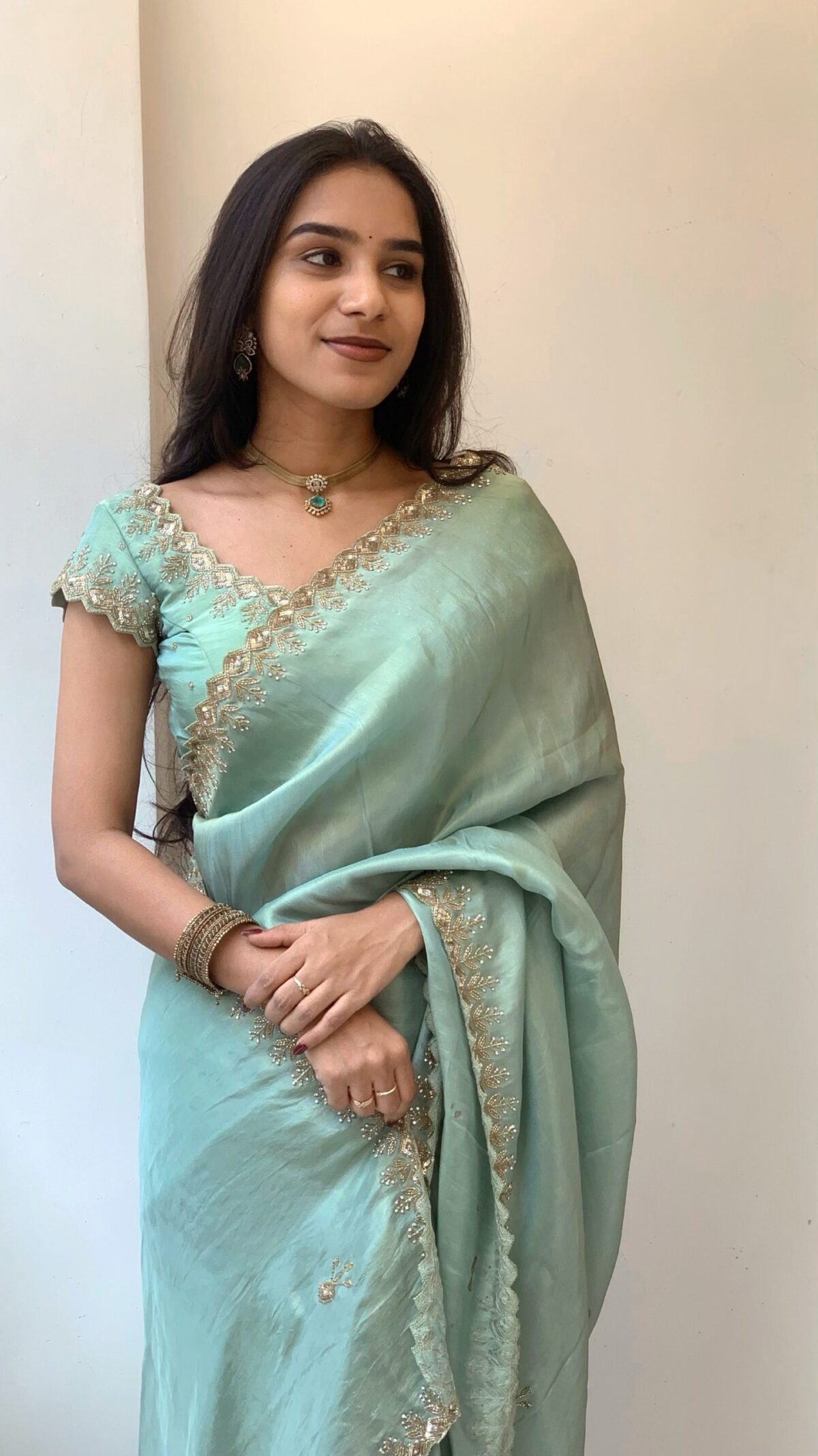 Mint work saree - Image 2