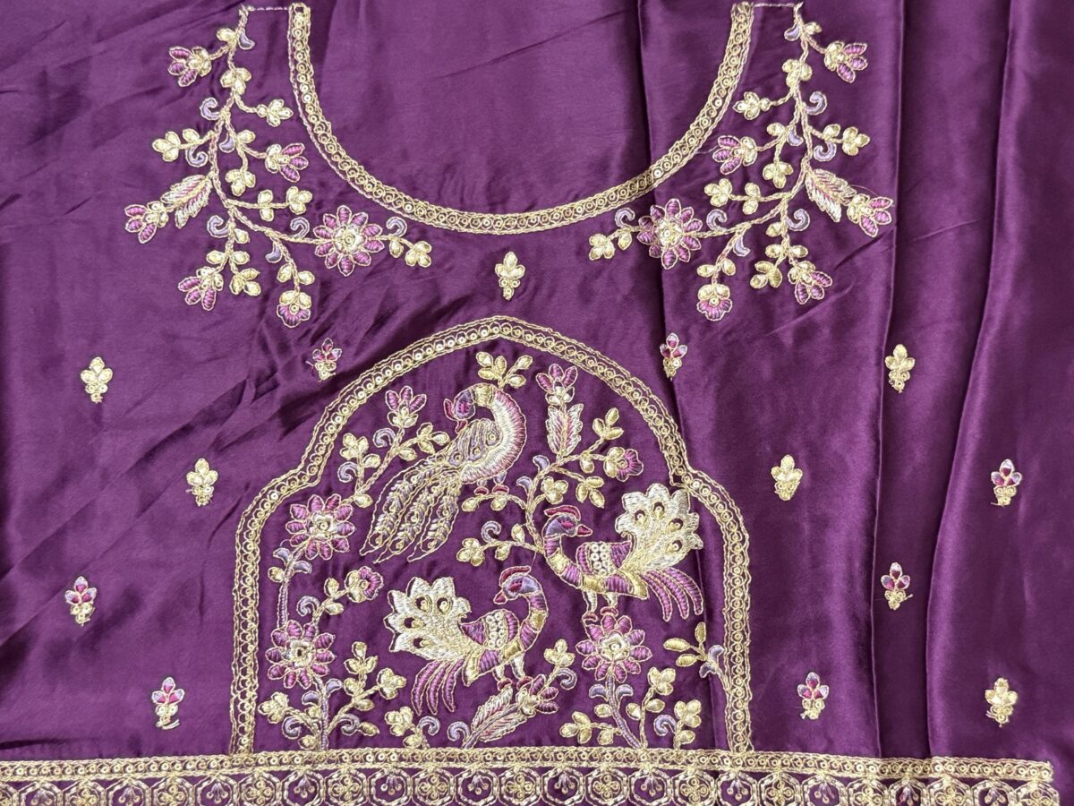 lilac Benarasi satin silk saree - Image 3