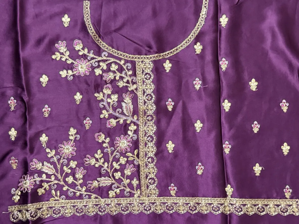 lilac Benarasi satin silk saree - Image 4