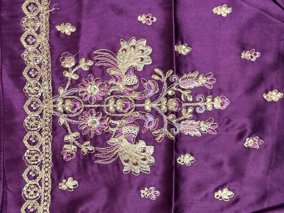 lilac Benarasi satin silk saree - Image 5