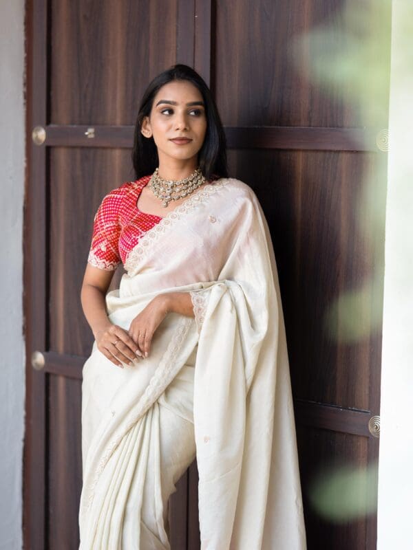 Tissue silk with handwork